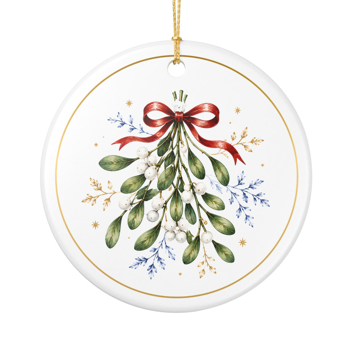 Mistletoe & Ribbon – Christmas Art Collection 2026 Ceramic Ornament