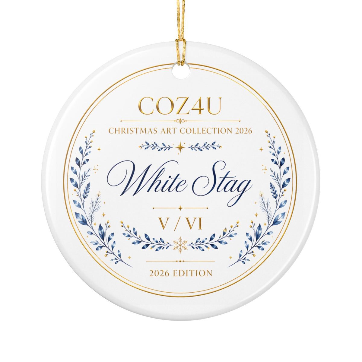 White Stag – Christmas Art Collection 2026 Ceramic Ornament