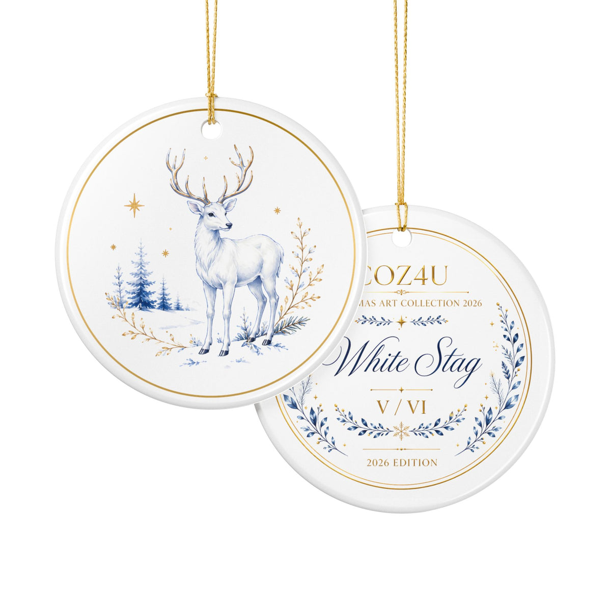 White Stag – Christmas Art Collection 2026 Ceramic Ornament