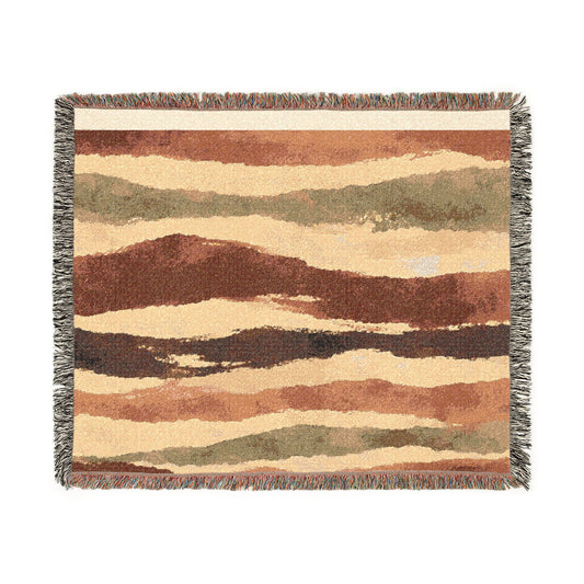Woven Blanket - Abstract Desert & Ocean Tapestry Throw