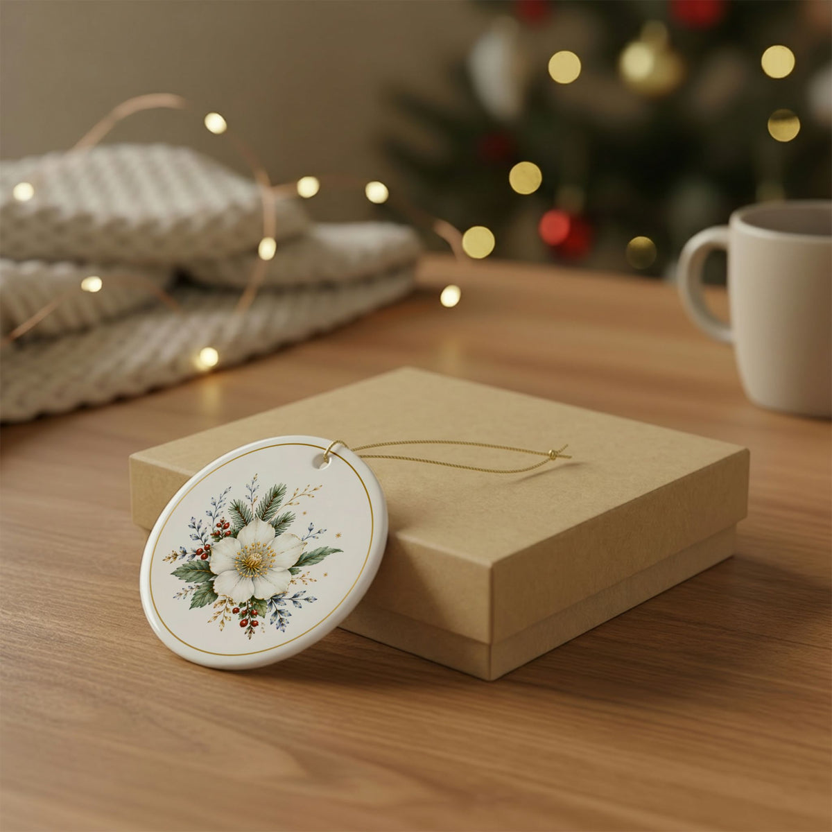 Christmas Rose – Christmas Art Collection 2026 Ceramic Ornament